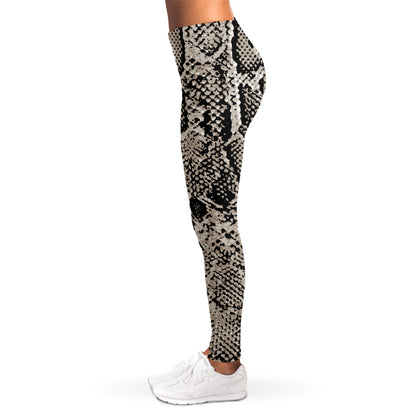 Tan And Black Snakeskin Print Women's Leggings