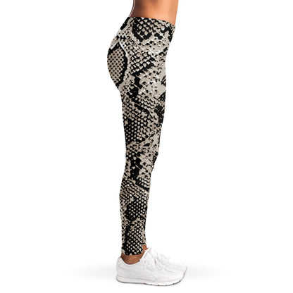 Tan And Black Snakeskin Print Women's Leggings
