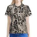 Tan And Black Snakeskin Print Women's Polo Shirt