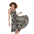 Tan And Black Snakeskin Print Sleeveless Knee Length Dress