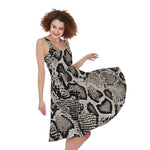 Tan And Black Snakeskin Print Women's Sleeveless Dress