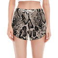 Tan And Black Snakeskin Print Women's Split Running Shorts