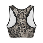 Tan And Black Snakeskin Print Women's Sports Bra