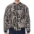 Tan And Black Snakeskin Print Zip Sleeve Bomber Jacket