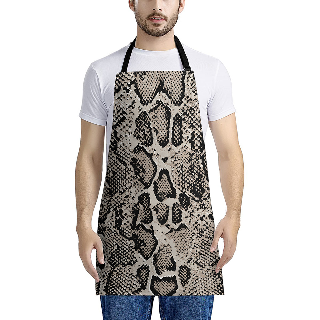 Tan And Black Snakeskin Print Apron