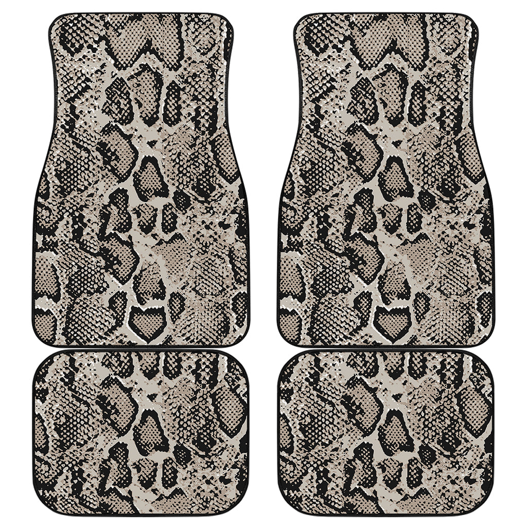 Tan And Black Snakeskin Print Front and Back Car Floor Mats