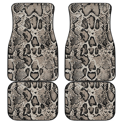 Tan And Black Snakeskin Print Front and Back Car Floor Mats