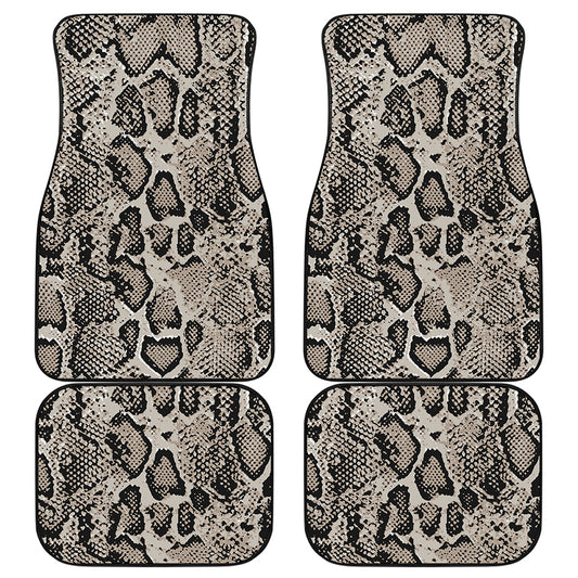 Tan And Black Snakeskin Print Front and Back Car Floor Mats