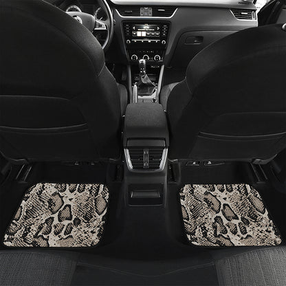 Tan And Black Snakeskin Print Front and Back Car Floor Mats