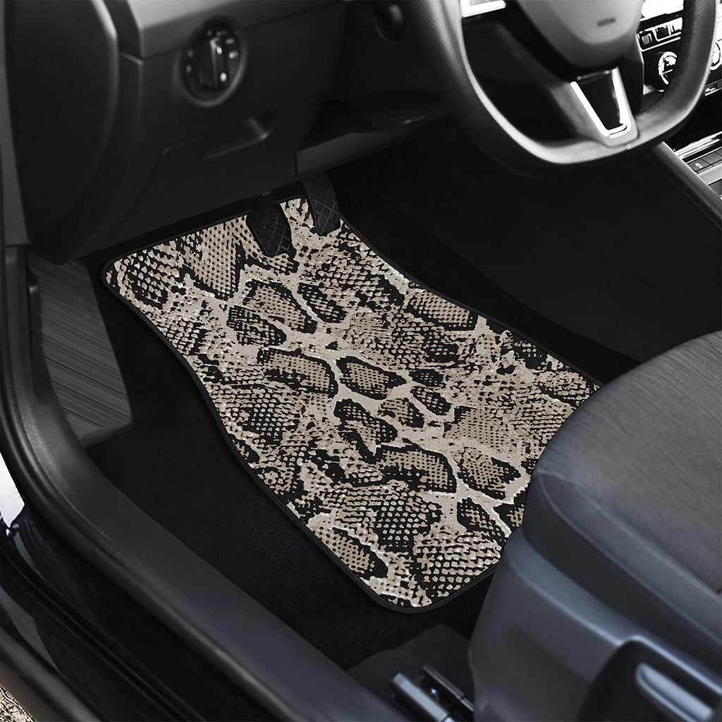 Tan And Black Snakeskin Print Front and Back Car Floor Mats