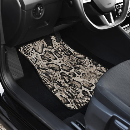 Tan And Black Snakeskin Print Front and Back Car Floor Mats