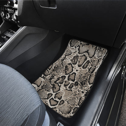 Tan And Black Snakeskin Print Front and Back Car Floor Mats