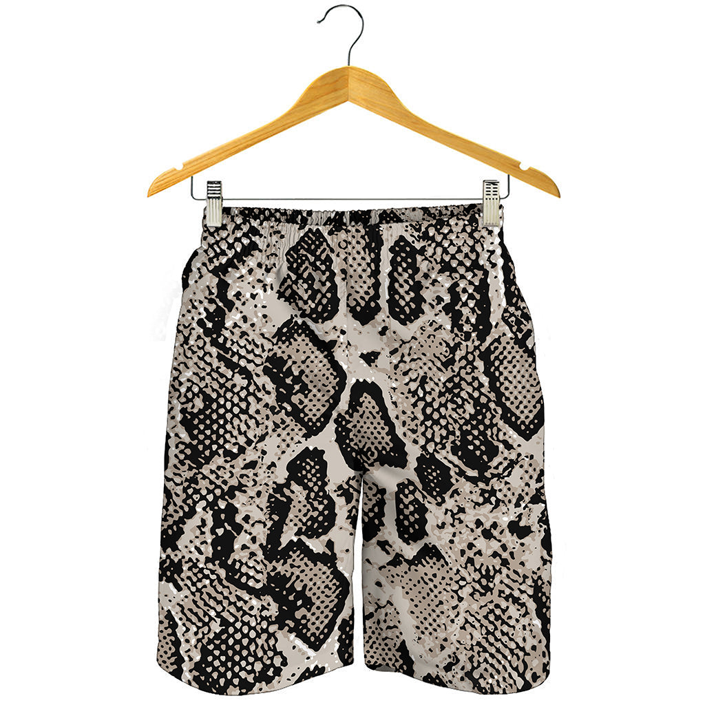 Tan And Black Snakeskin Print Men's Shorts