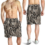 Tan And Black Snakeskin Print Men's Shorts