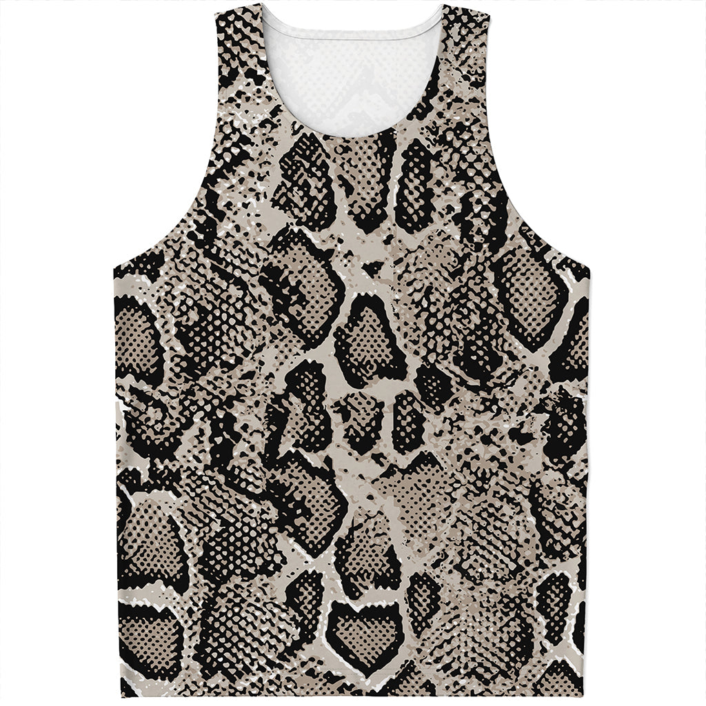 Tan And Black Snakeskin Print Men's Tank Top