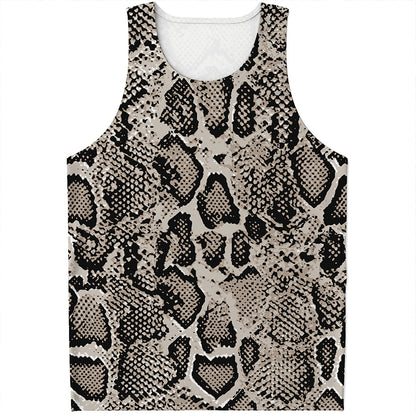 Tan And Black Snakeskin Print Men's Tank Top