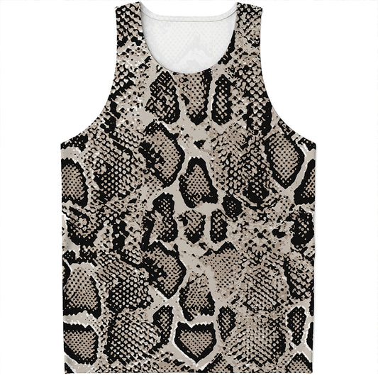 Tan And Black Snakeskin Print Men's Tank Top