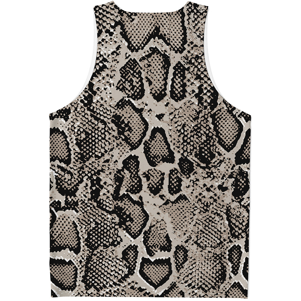 Tan And Black Snakeskin Print Men's Tank Top