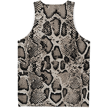 Tan And Black Snakeskin Print Men's Tank Top