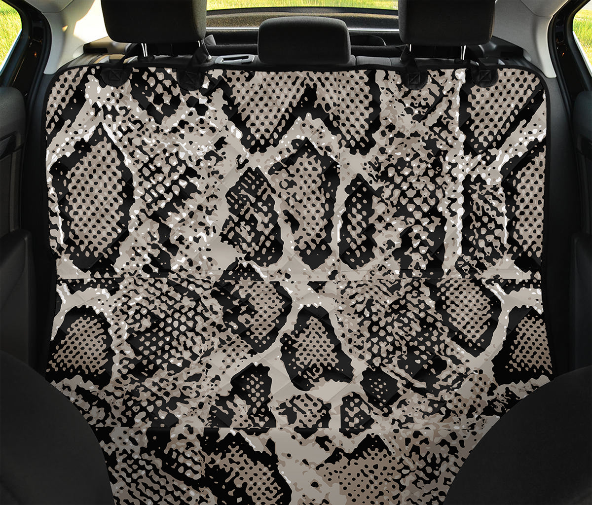 Tan And Black Snakeskin Print Pet Car Back Seat Cover