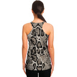 Tan And Black Snakeskin Print Women's Racerback Tank Top