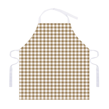 Tan And White Gingham Pattern Print Adjustable Apron