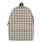 Tan And White Gingham Pattern Print Backpack