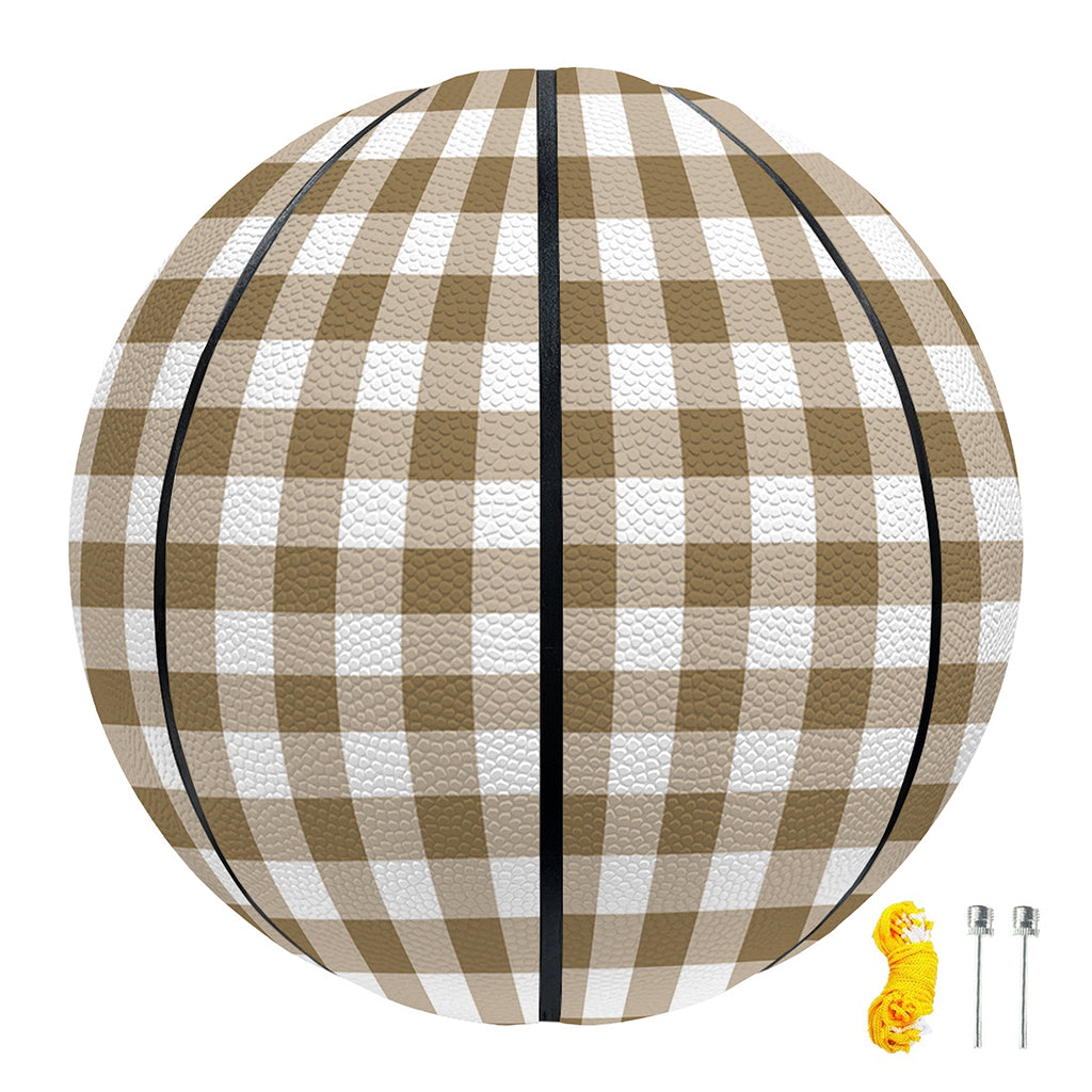 Tan And White Gingham Pattern Print Basketball