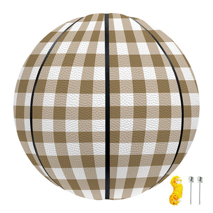 Tan And White Gingham Pattern Print Basketball