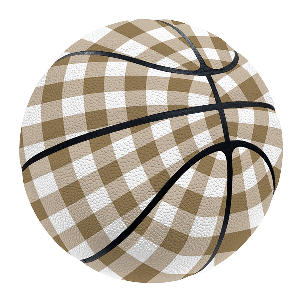 Tan And White Gingham Pattern Print Basketball