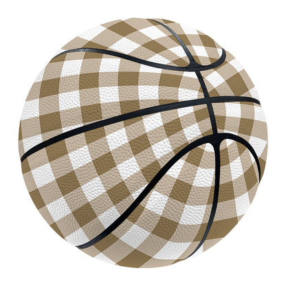 Tan And White Gingham Pattern Print Basketball
