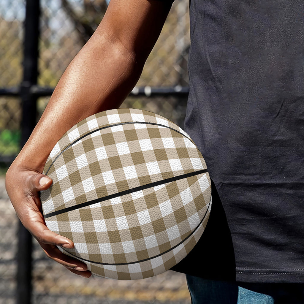 Tan And White Gingham Pattern Print Basketball
