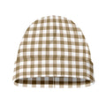 Tan And White Gingham Pattern Print Beanie