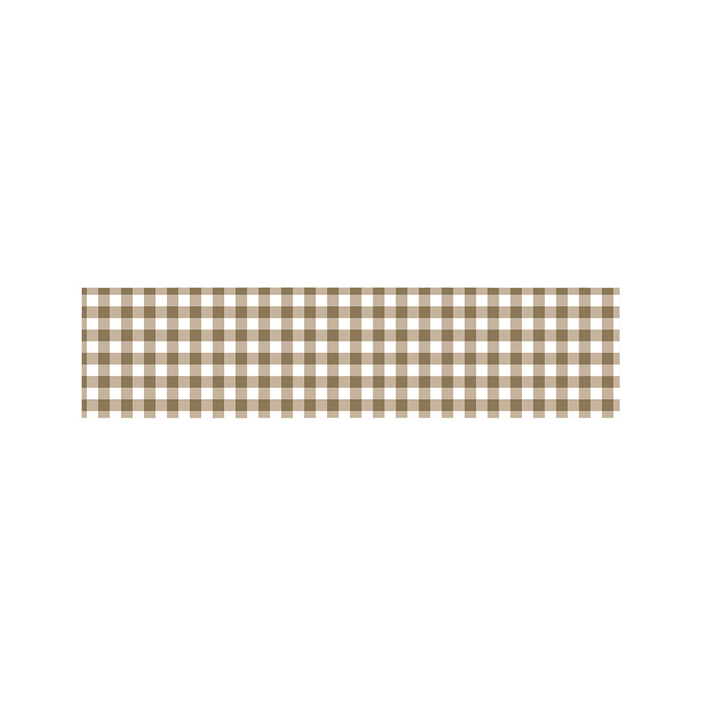 Tan And White Gingham Pattern Print Bed Runner