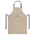 Tan And White Gingham Pattern Print Bib Apron With Pocket