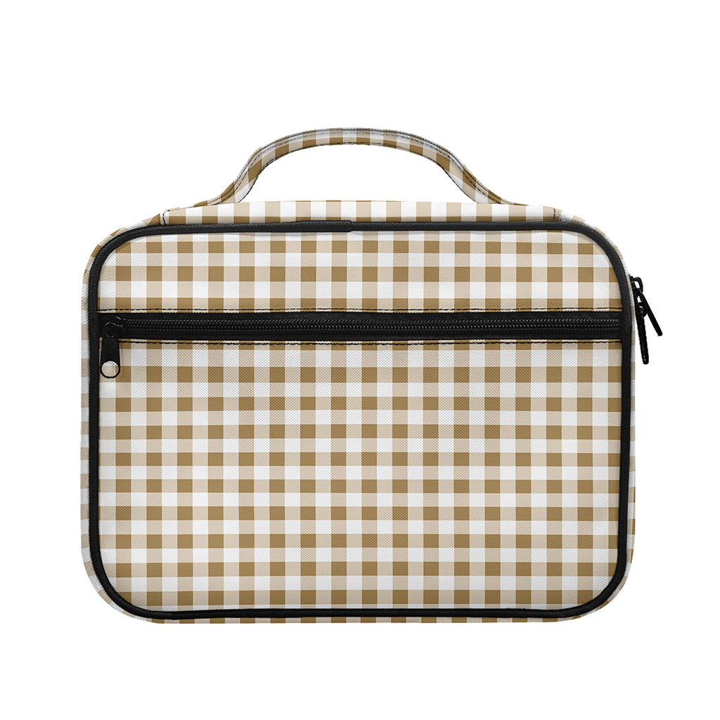 Tan And White Gingham Pattern Print Briefcase Bible Bag