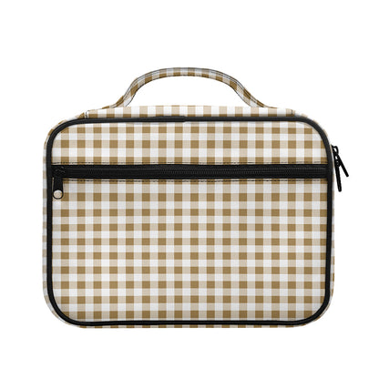 Tan And White Gingham Pattern Print Briefcase Bible Bag