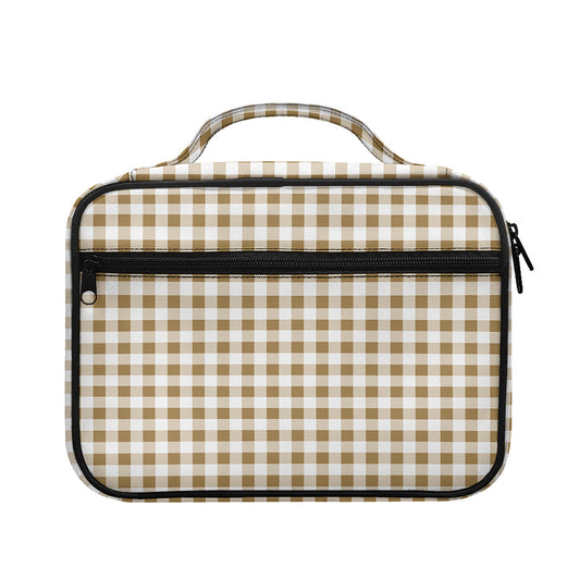 Tan And White Gingham Pattern Print Briefcase Bible Bag