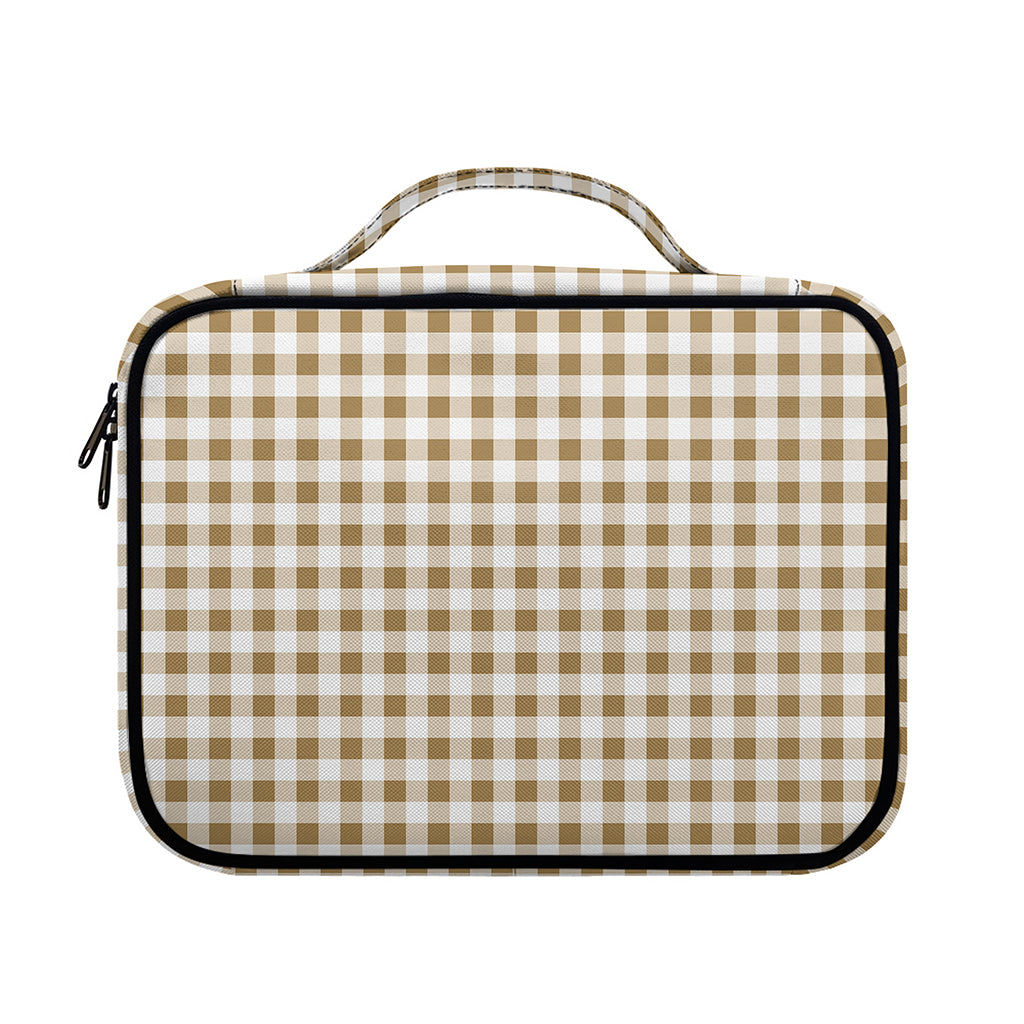 Tan And White Gingham Pattern Print Briefcase Bible Bag