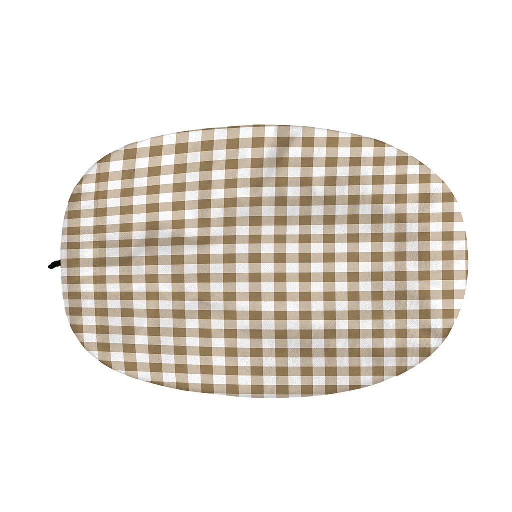 Tan And White Gingham Pattern Print Car Side Mirror Covers