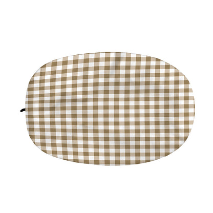 Tan And White Gingham Pattern Print Car Side Mirror Covers
