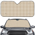 Tan And White Gingham Pattern Print Car Windshield Sun Shade
