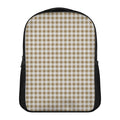 Tan And White Gingham Pattern Print Casual Backpack