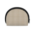 Tan And White Gingham Pattern Print Coin Purse