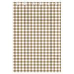 Tan And White Gingham Pattern Print Curtain