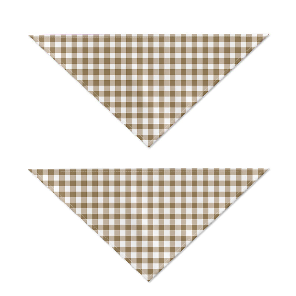 Tan And White Gingham Pattern Print Dog Bandana
