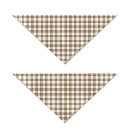 Tan And White Gingham Pattern Print Dog Bandana