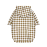 Tan And White Gingham Pattern Print Dog Zip Up Hoodie
