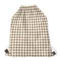 Tan And White Gingham Pattern Print Drawstring Bag
