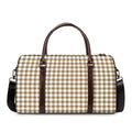 Tan And White Gingham Pattern Print Duffel Bag